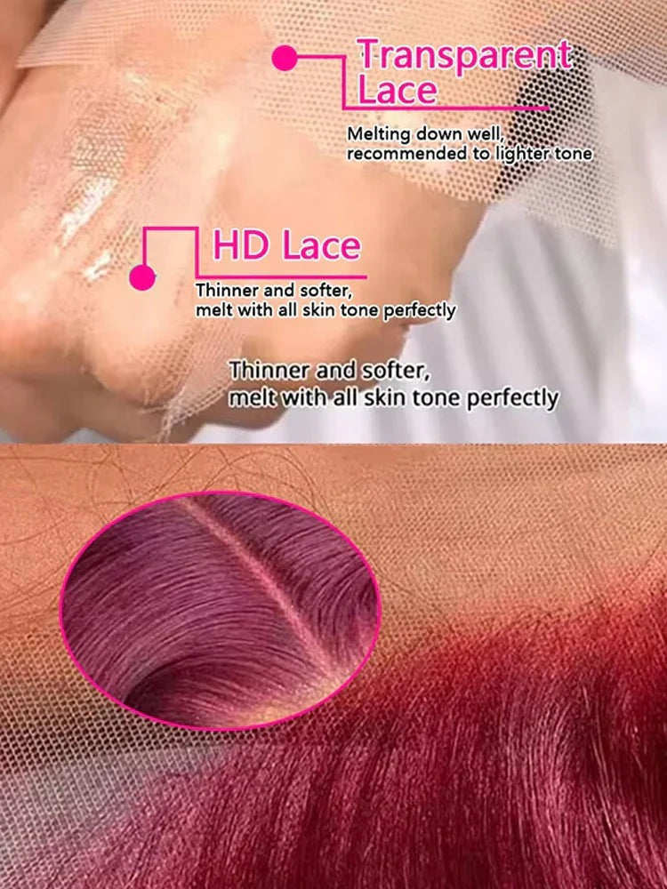 Body Wave Burgundy Human Hair Wigs