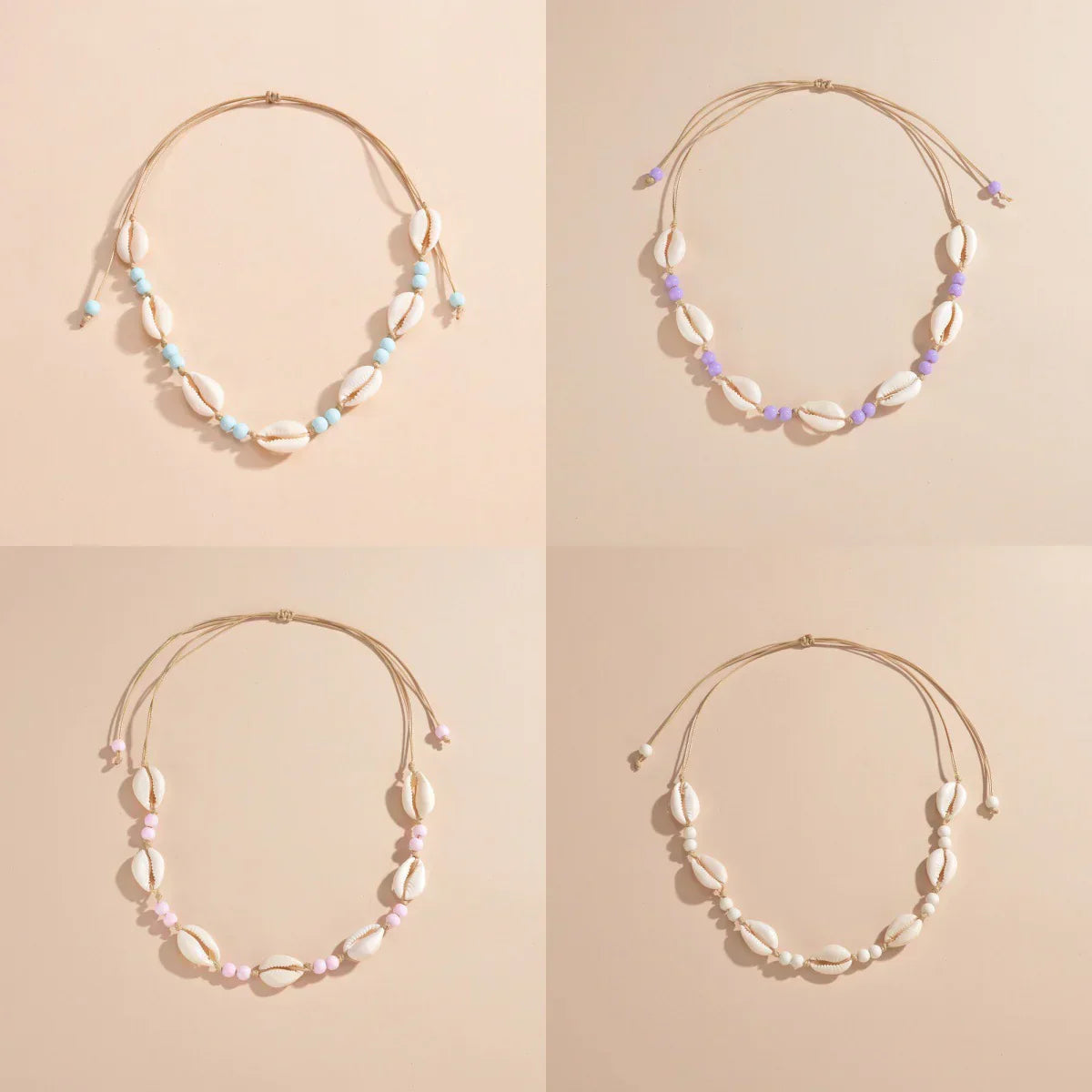 Personalized Shell Bead Hand-knit Necklace