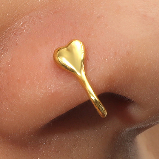 Zircon Nose Rings Metal U-Shaped Leaves Heart Nose Studs