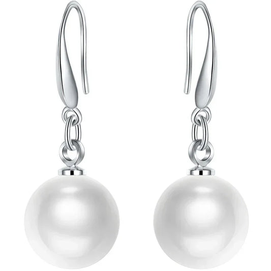 Fashionable Elegant Round Shell Pearl And Pearl Earrings