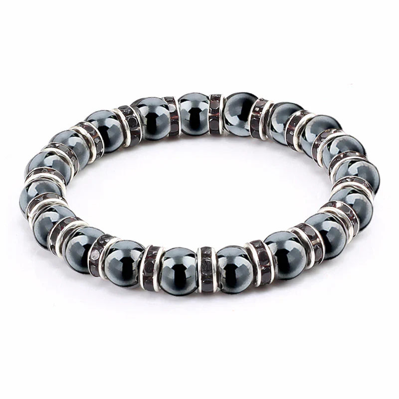 Haematite Beaded Bracelet Single Circle Couple Micro Inlay Rhinestones