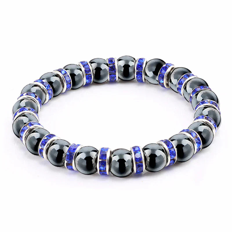 Haematite Beaded Bracelet Single Circle Couple Micro Inlay Rhinestones