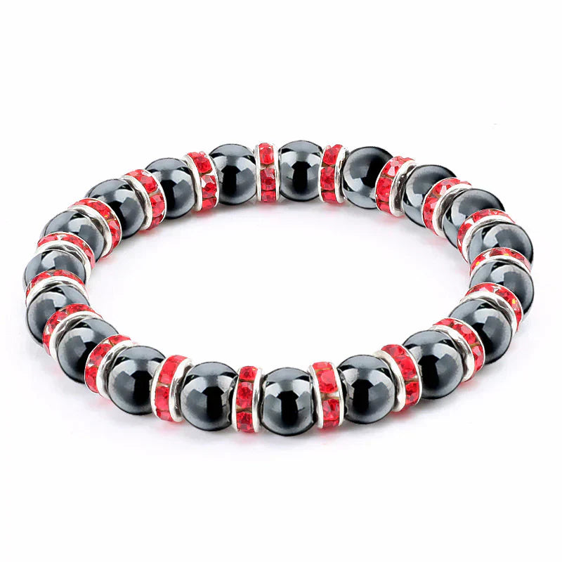 Haematite Beaded Bracelet Single Circle Couple Micro Inlay Rhinestones