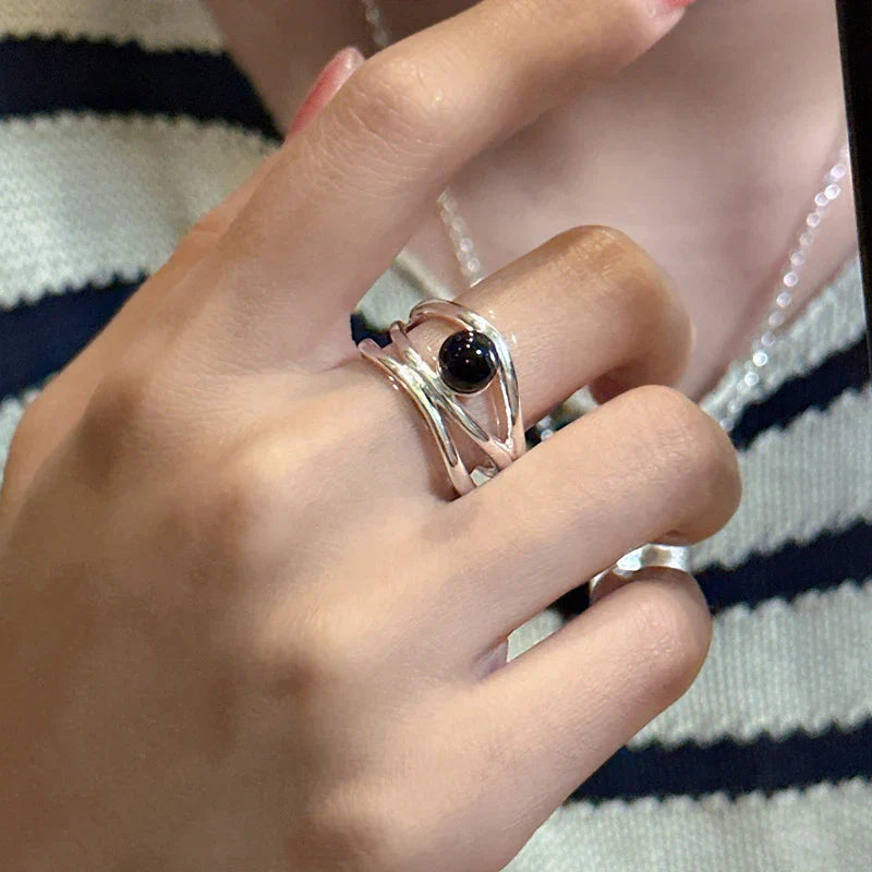 Cross Simple Black Agate Texture Multi-layer