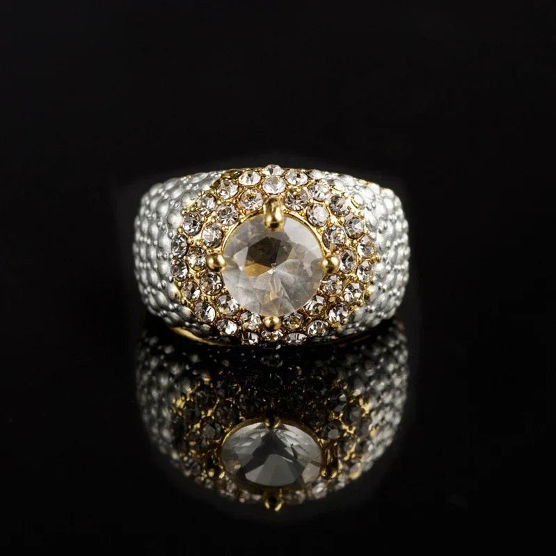 Gold-plated Square European And American Gemstone Ring