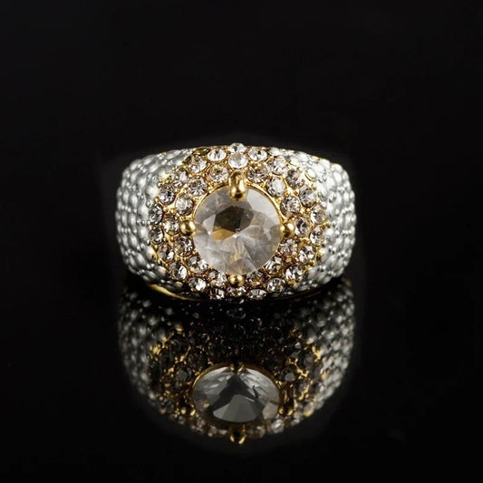 Gold-plated Square European And American Gemstone Ring