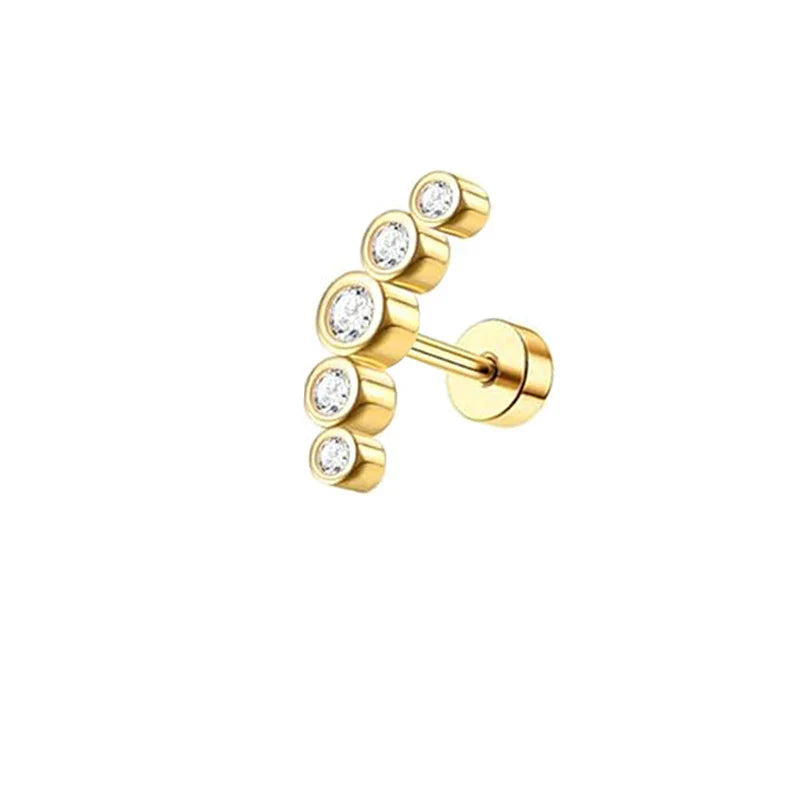 Screw Screw Round Piece Ear Studs Stainless Steel Electroplating Ear Ear Bone Pin