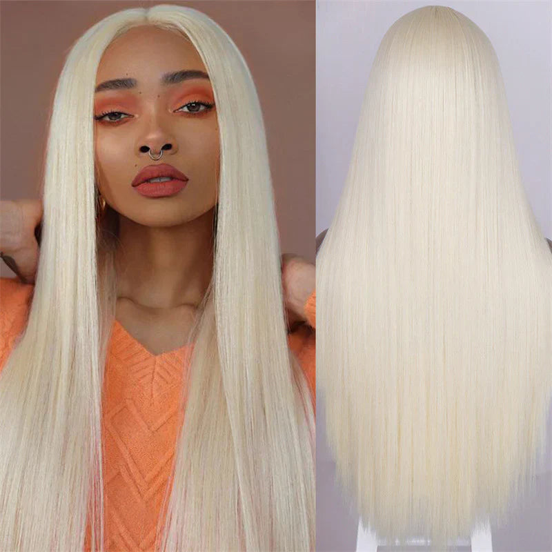 Black Long Straight Center Point Natural And Lifelike Headgear