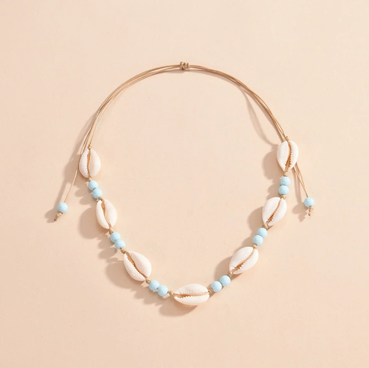 Personalized Shell Bead Hand-knit Necklace