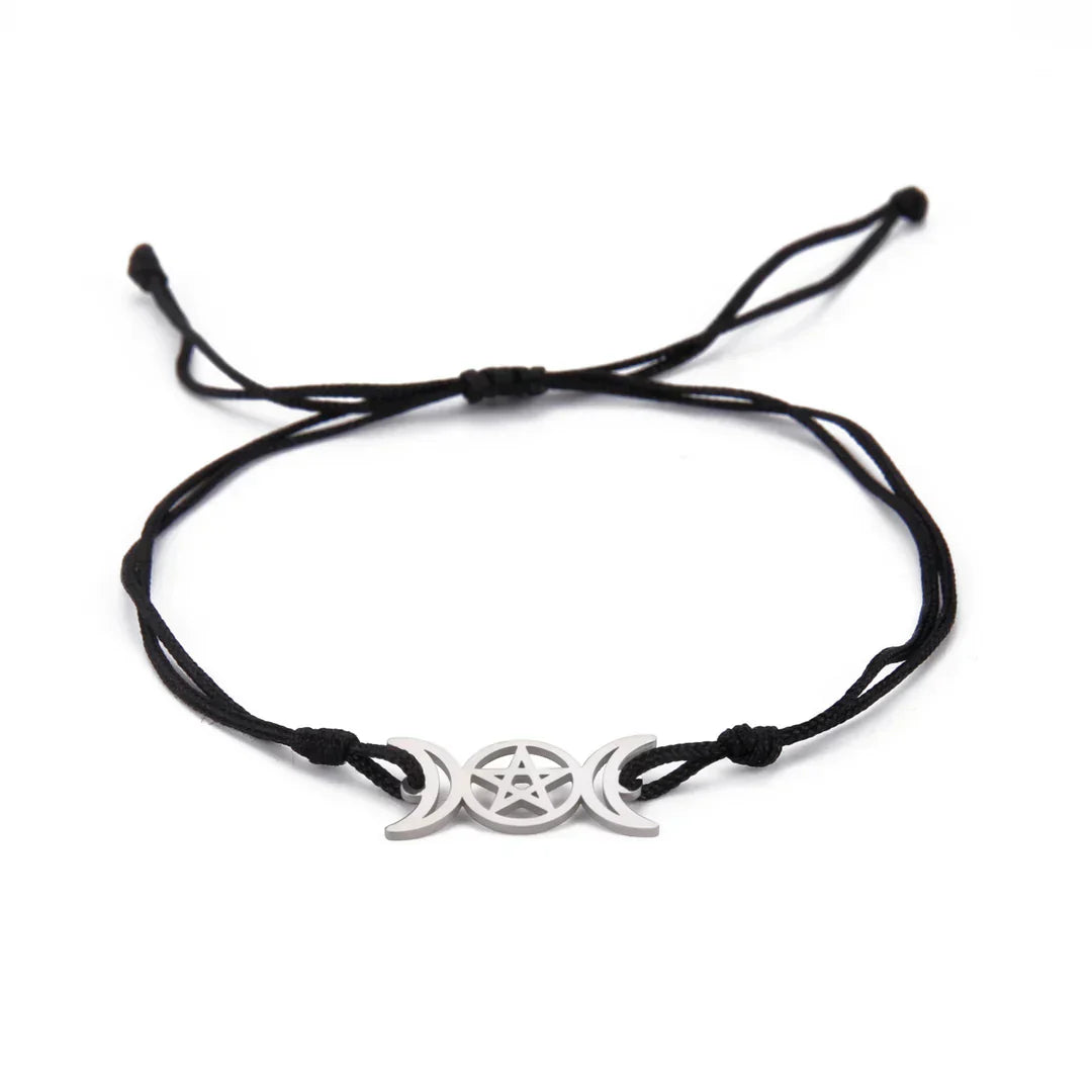 Cartoon Fashion Girlfriends Same Style Hollow-out Double Crescent Pentagram Jade Thread Bracelet
