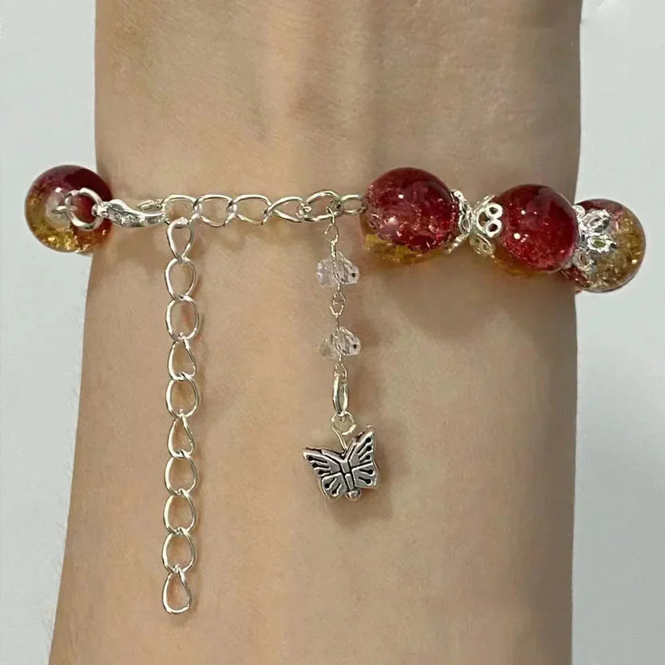 Maple Leaf Red Burst Beaded Bracelet