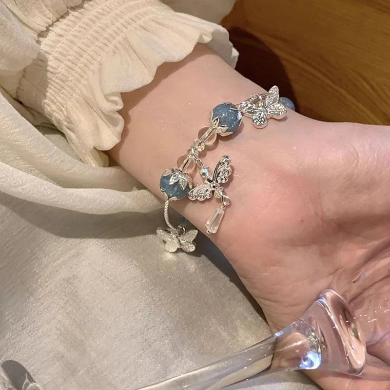 Mori Style Cold Gradient Explosion Flower Glass Beaded Bracelet