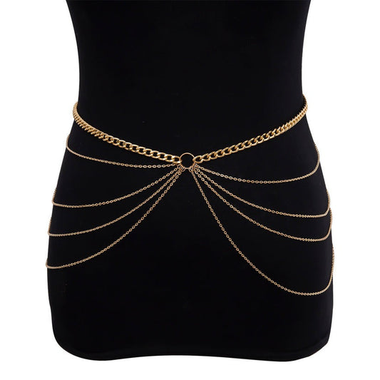 Metal geometric waist chain
