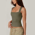 Summer Square-neck Tank Solid Sleeveless Tops