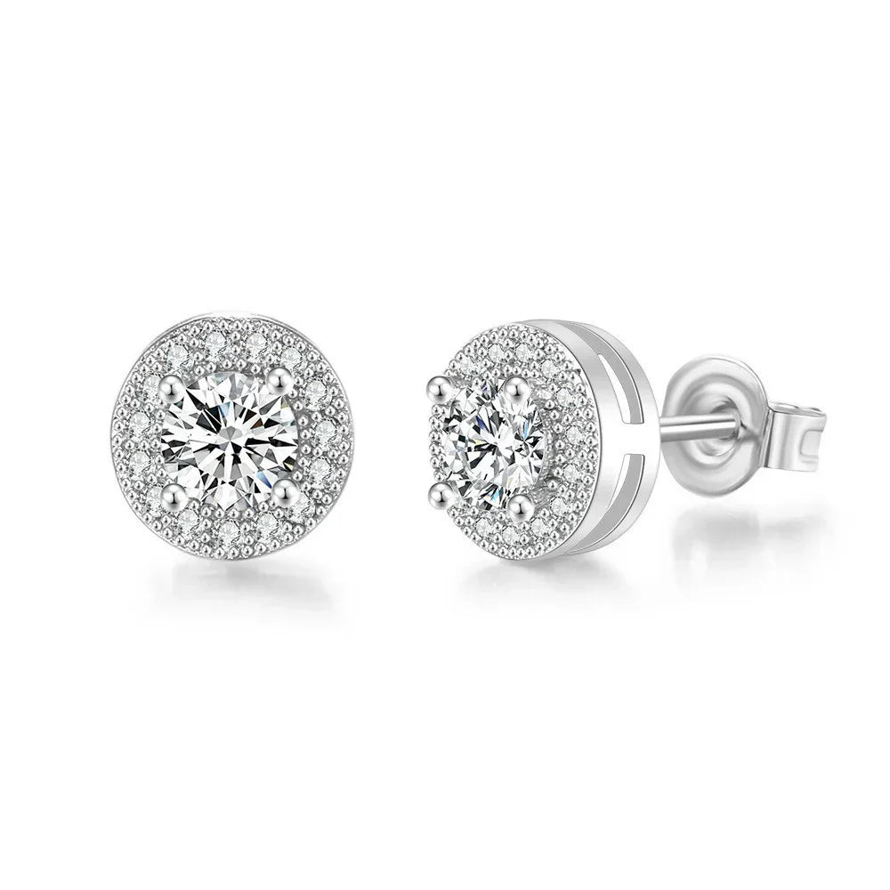 Geometric Female Full-jeweled Stud Earrings